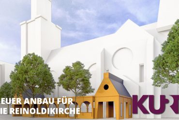Vor der Reinoldikirche entsteht diese Woche ein 30 Meter langer Anbau. TU-Studierende haben den sogenannten Paradiesgarten entworfen und gebaut. Eröffnet wird der Anbau pünktlich zum Evangelischen Kirchentag.